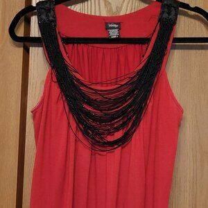 Fun! Sleeveless Dress top with beading design